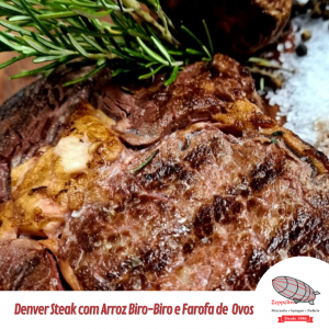 Denver steak com arroz biro-biro e farofa de ovos